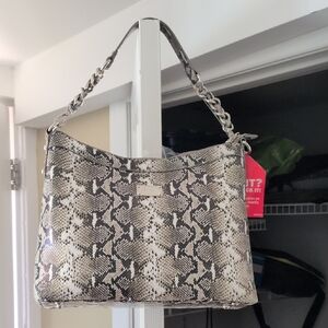St. John Monochrome Snake Pattern Shoulder Bag